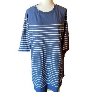 L.L. Bean Blue and White Striped Midi Dress